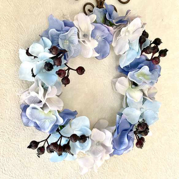 虹の橋のかおり いつかまた会えるあの子へ 虹の橋の花冠 ブルー お供えの花冠 お悔やみの花冠 リース ギフト 16枚目の画像