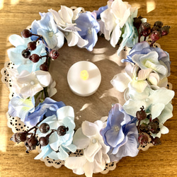 虹の橋のかおり いつかまた会えるあの子へ 虹の橋の花冠 ブルー お供えの花冠 お悔やみの花冠 リース ギフト 18枚目の画像