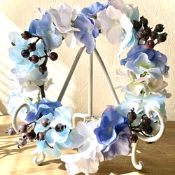 虹の橋のかおり いつかまた会えるあの子へ 虹の橋の花冠 ブルー お供えの花冠 お悔やみの花冠 リース ギフト 10枚目の画像
