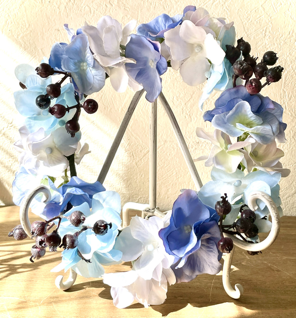 虹の橋のかおり いつかまた会えるあの子へ 虹の橋の花冠 ブルー お供えの花冠 お悔やみの花冠 リース ギフト 10枚目の画像