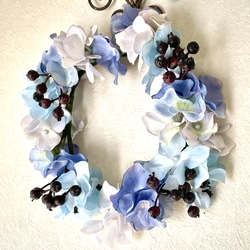 虹の橋のかおり いつかまた会えるあの子へ 虹の橋の花冠 ブルー お供えの花冠 お悔やみの花冠 リース ギフト 15枚目の画像