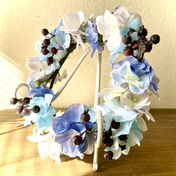 虹の橋のかおり いつかまた会えるあの子へ 虹の橋の花冠 ブルー お供えの花冠 お悔やみの花冠 リース ギフト 11枚目の画像