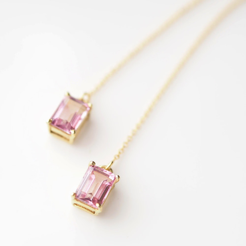 宝石質ピンクトパーズAAA＊14kgfアメリカンピアス ピアス（フック