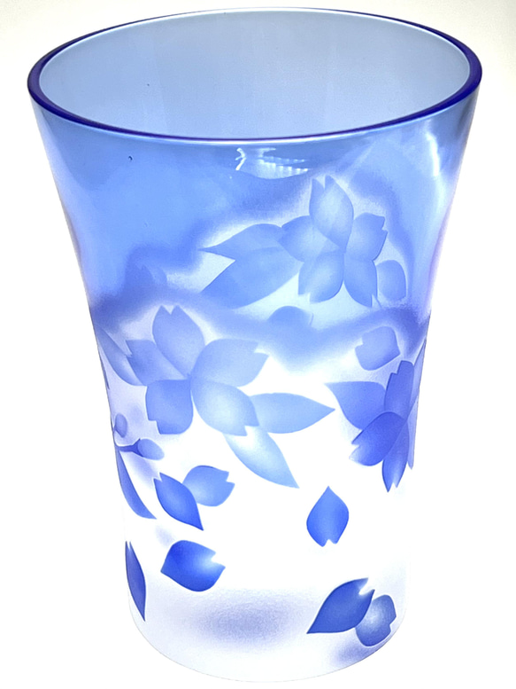 [特價 &amp; 僅限 1 件] Sakura light blue Light Blue Sakura 玻璃杯江戶玻璃 第5張的照片