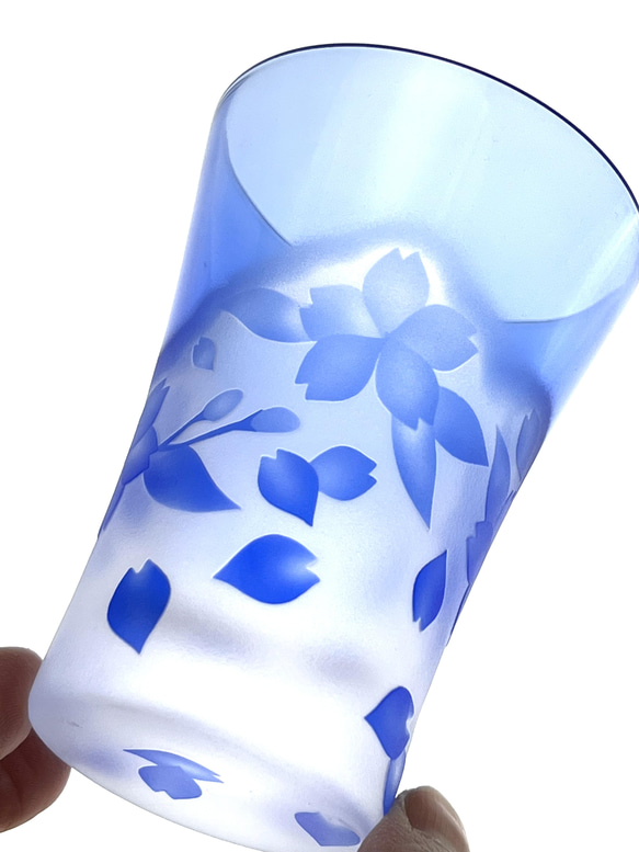 [特價 &amp; 僅限 1 件] Sakura light blue Light Blue Sakura 玻璃杯江戶玻璃 第4張的照片