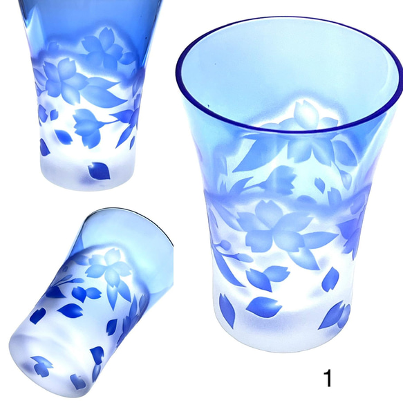 [特價 &amp; 僅限 1 件] Sakura light blue Light Blue Sakura 玻璃杯江戶玻璃 第7張的照片
