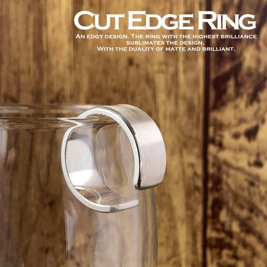 シルバーカットエッジリング 送料無料 シルバー フリーサイズ リング カットリング つや消し 高純度 銀 シルバー950