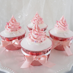 クレイカップケーキ　Mirror pink cup cake 4枚目の画像