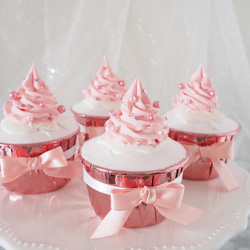 クレイカップケーキ　Mirror pink cup cake 5枚目の画像