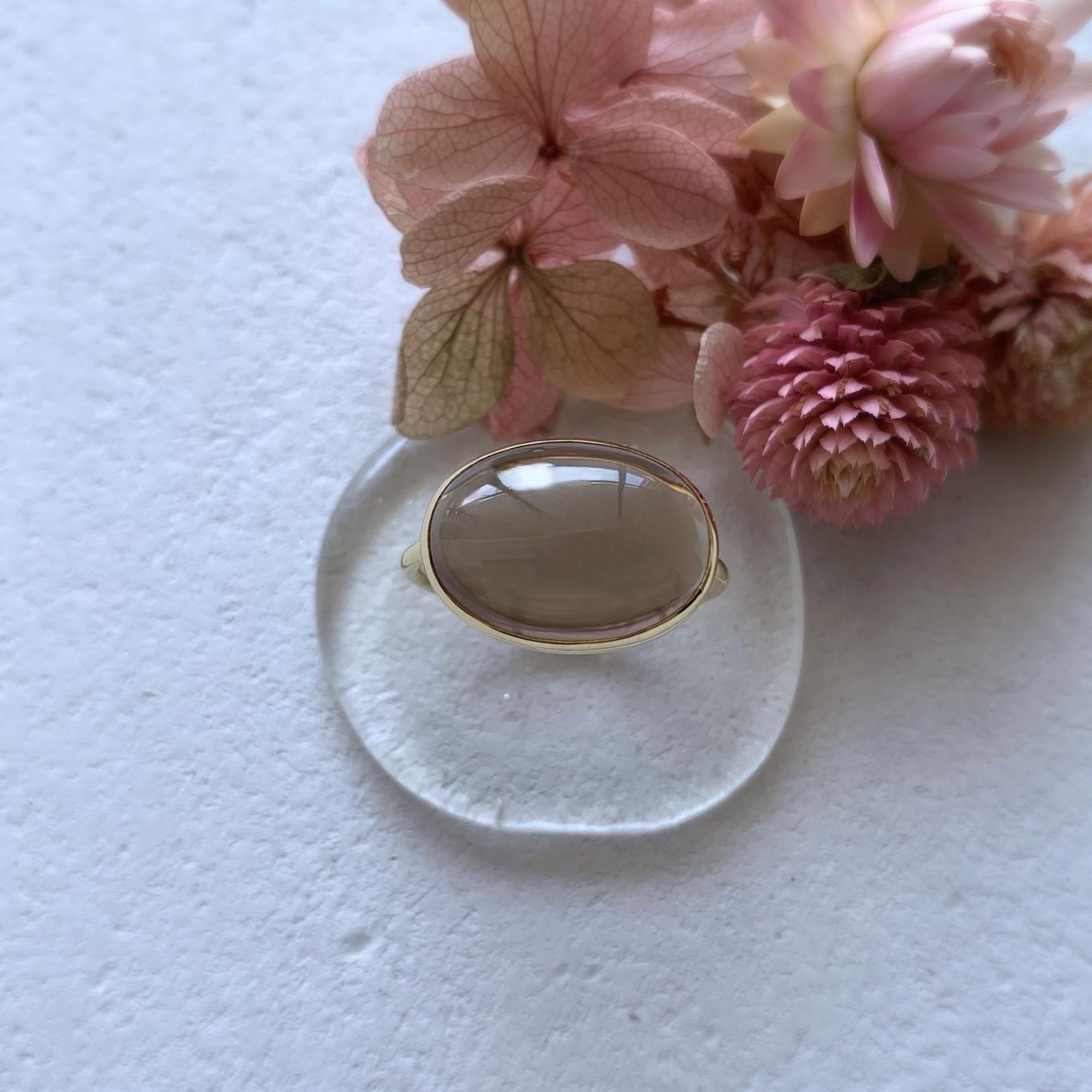 【受注制作】大粒　スモーキークォーツ  リング（真鍮・シルバー）