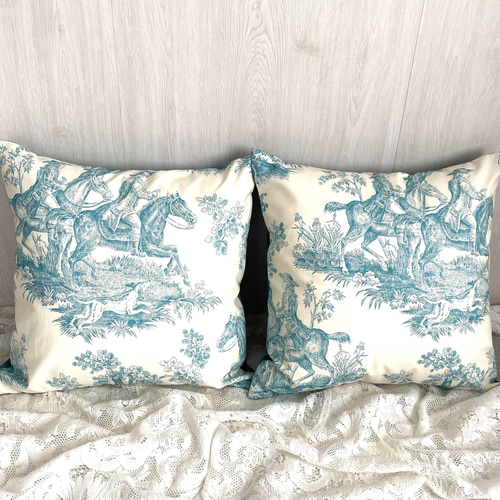 ☆GWセール！☆ フランス製輸入生地 トワルドジュイ ターコイズブルー