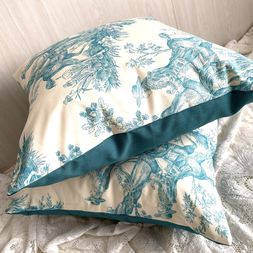 ☆GWセール！☆ フランス製輸入生地 トワルドジュイ ターコイズブルー