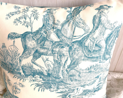 ☆GWセール！☆ フランス製輸入生地 トワルドジュイ ターコイズブルー