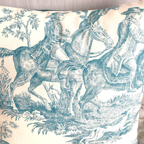 ☆GWセール！☆ フランス製輸入生地 トワルドジュイ ターコイズブルー