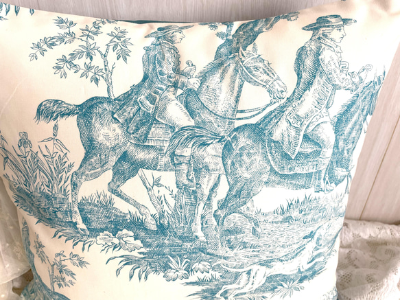 ☆GWセール！☆ フランス製輸入生地 トワルドジュイ ターコイズブルー