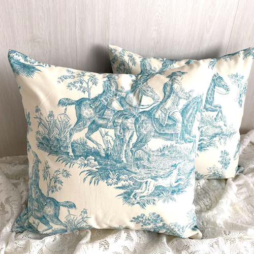 ☆GWセール！☆ フランス製輸入生地 トワルドジュイ ターコイズブルー