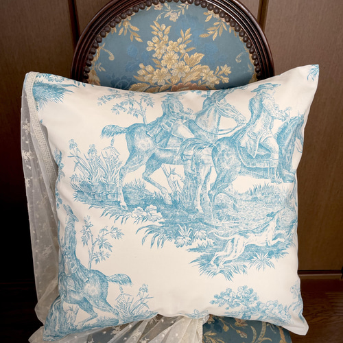 ☆GWセール！☆ フランス製輸入生地 トワルドジュイ ターコイズブルー