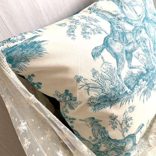 ☆GWセール！☆ フランス製輸入生地 トワルドジュイ ターコイズブルー