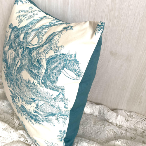 ☆GWセール！☆ フランス製輸入生地 トワルドジュイ ターコイズブルー