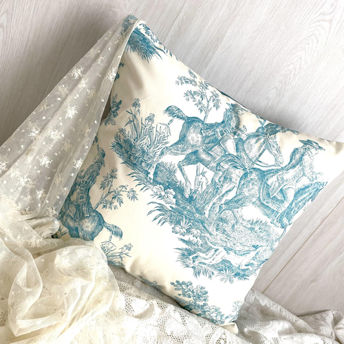 ☆GWセール！☆ フランス製輸入生地 トワルドジュイ ターコイズブルー