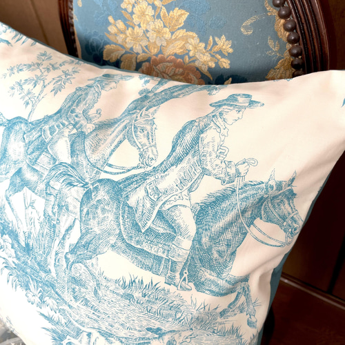 ☆GWセール！☆ フランス製輸入生地 トワルドジュイ ターコイズブルー