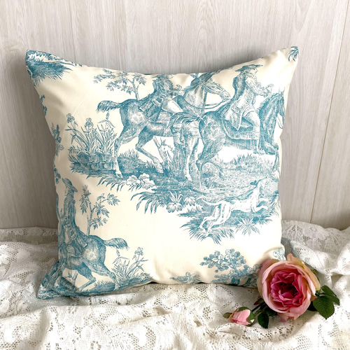 ☆GWセール！☆ フランス製輸入生地 トワルドジュイ ターコイズブルー