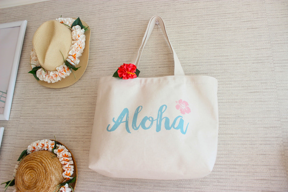「再次上架」Aloha 手提袋內袋夏威夷袋手提袋草裙舞女孩芙蓉生態袋 第2張的照片
