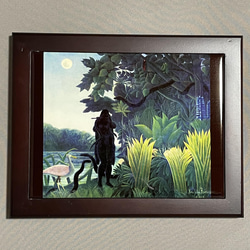アンリルソー 蛇使いの女 フォトタイル木製フレーム付き 絵画 chaya