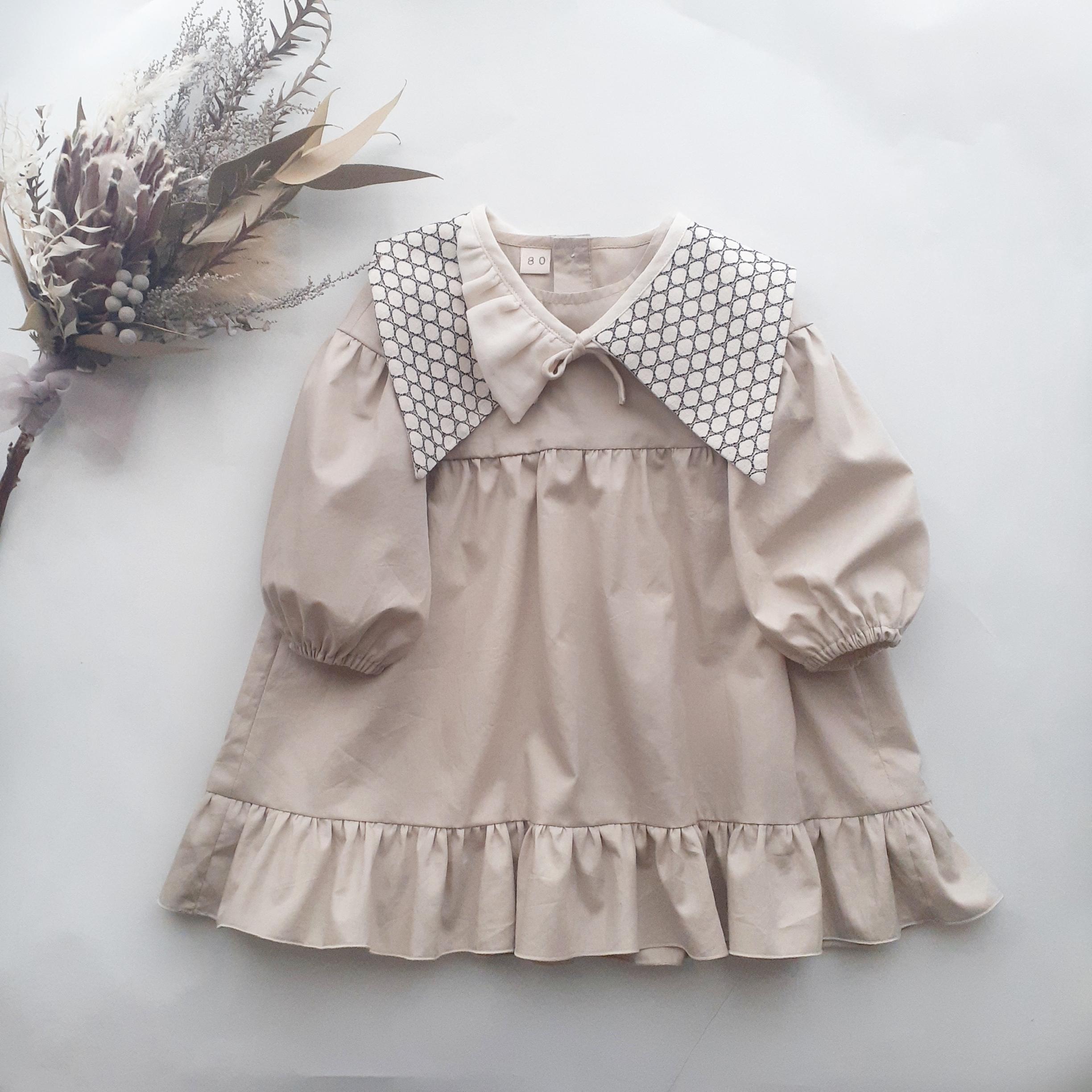 【バースデーフォトset】裾フリルワンピース+つぶつぶレースのつけえり