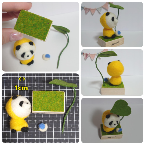 受注制作（雨ガッパンダ）梅雨の飾り 羊毛フェルト 羊毛フェルト