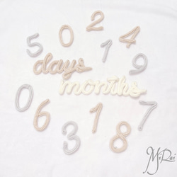 ウールレター 8cm数字(012345678901) & days months 月齢フォト 百日