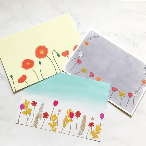 お花デザイン 6枚セット ポストカード イラスト はがき ポスト