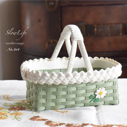 ぷちフラワーバスケット No.414 ♡ クラフトバンドの小物入れ クラフト