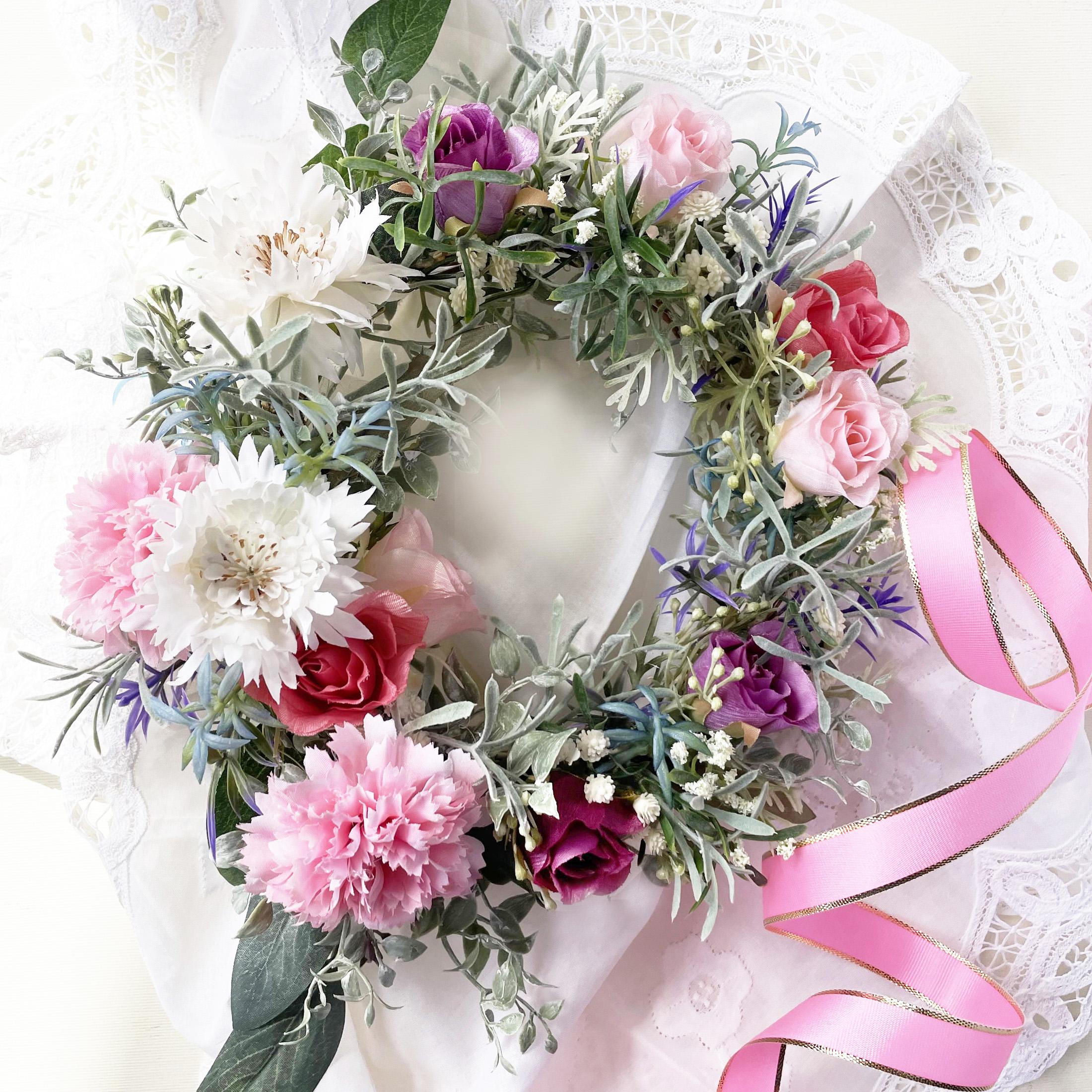 母の日フラワー　 カーネーションと薔薇のプレゼントリース  mowr-11