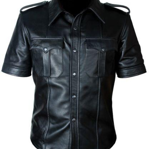 羊革半袖シャツ Sheep Leather Half Short Sleeves Shirt シャツ 羊革半袖シャツ Sheep Leather Half Short Sleeves Shirt シャツ