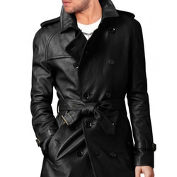 羊革ロングトレンチコートメンズ Sheep Leather Long Trench Coat Men 1枚目の画像