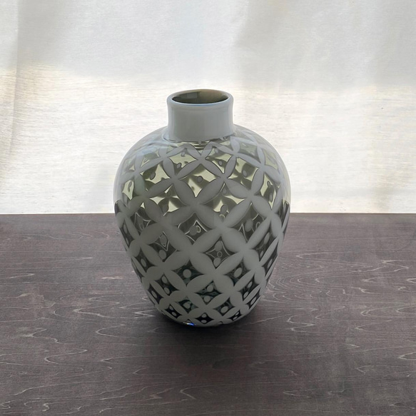 pattern vase  灰緑七宝 5枚目の画像