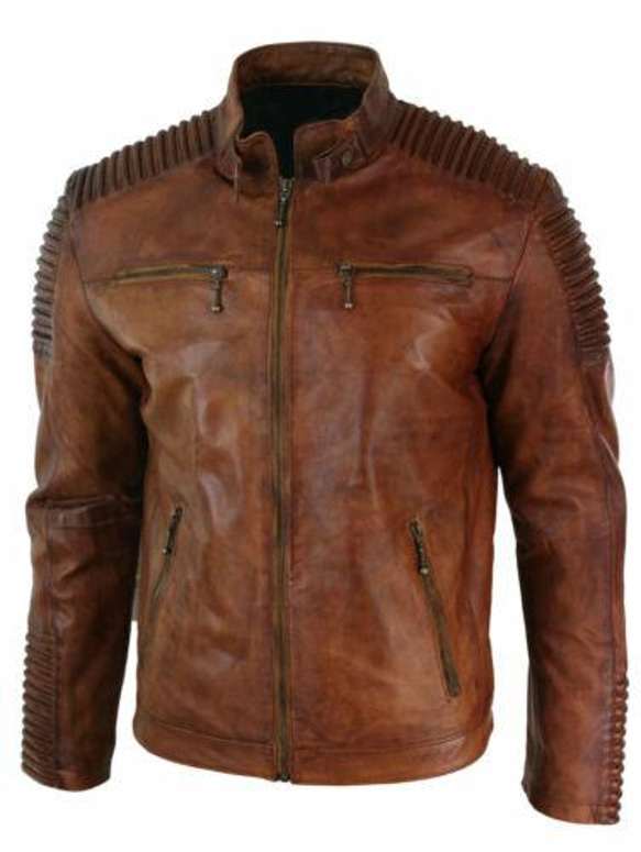 羊革ステッチショルダーワックスライダージャケット Sheep Leather Waxed Jacket 1枚目の画像