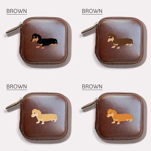 ダックスフンド】レザースタイルマルチケース 大きく開閉する！ 小物