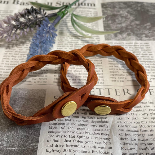 本革 姫路レザーと真鍮のブレスレット ブレスレット レザークラフト