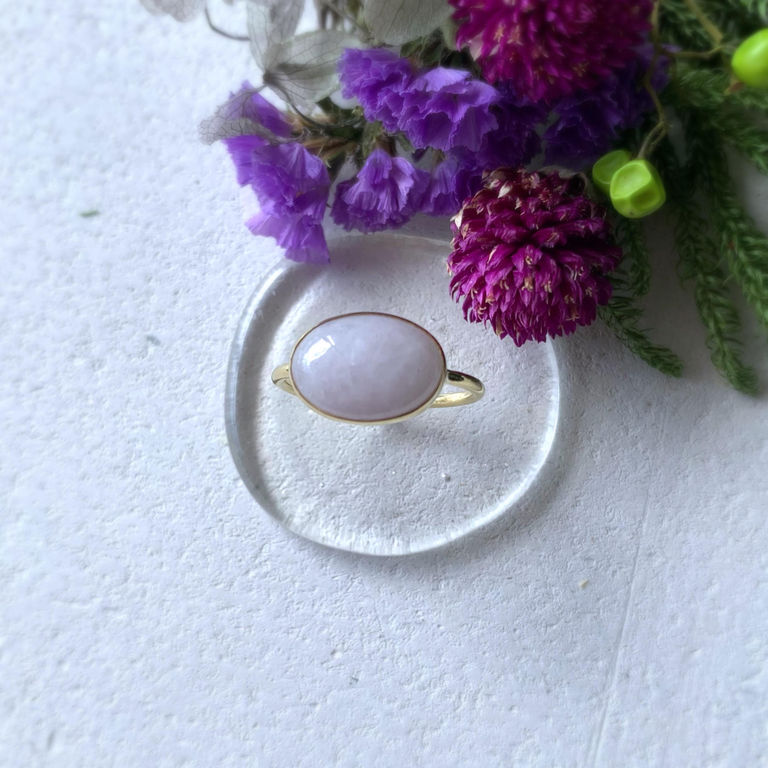 【受注制作】ラベンダー翡翠　リング（真鍮•シルバー）
