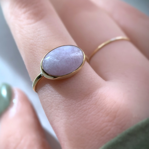 受注制作】ラベンダー翡翠 リング（真鍮•シルバー） 指輪