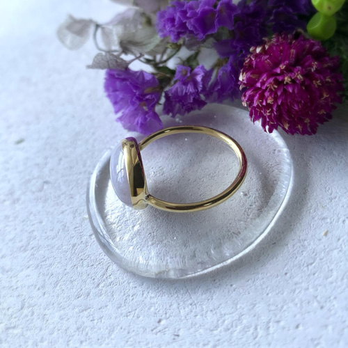 ラベンダー翡翠 オーバルカットリング