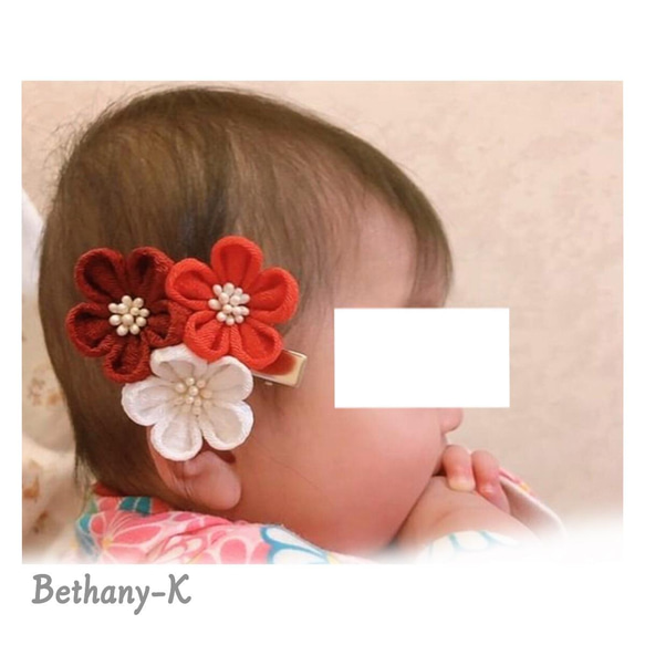 着画頂きました꒰* ॢꈍ◡ꈍ ॢ꒱.*˚‧✴︎BETHANY- K ✴︎ 【ベサニK製作所】つまみ細工&ちりめんリボン✴ 2枚目の画像