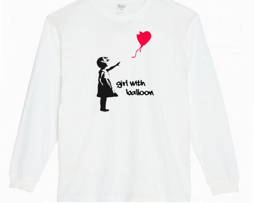 XS～3XL/5.6ozバンクシー】風船と少女banksyロングTシャツロング