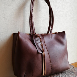 ざっくりtote　ダークブラウン　kudu leather 2枚目の画像