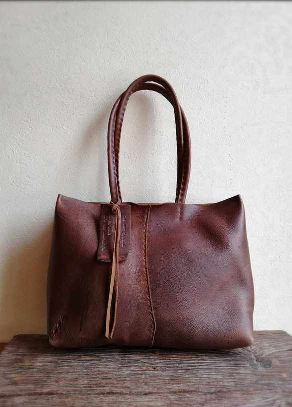 ざっくりtote　ダークブラウン　kudu leather 1枚目の画像