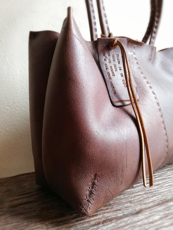 ざっくりtote　ダークブラウン　kudu leather 9枚目の画像