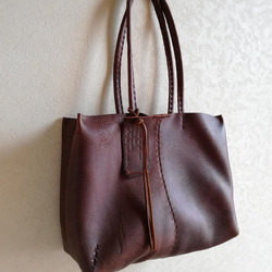 ざっくりtote　ダークブラウン　kudu leather 14枚目の画像