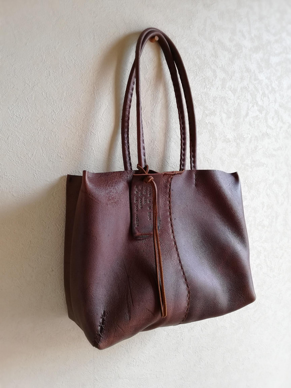 ざっくりtote　ダークブラウン　kudu leather 14枚目の画像